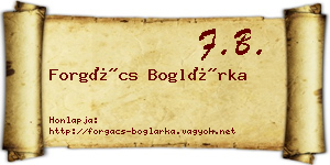 Forgács Boglárka névjegykártya